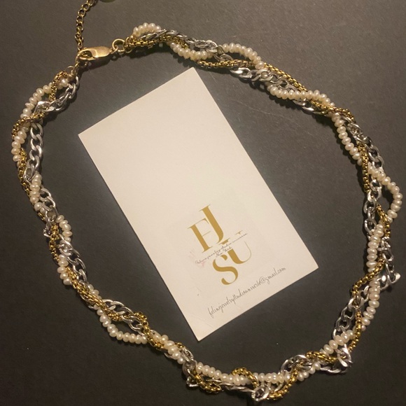 Handmade Luxurious Gold and Silver plated titanium with auth Pearl Necklace
